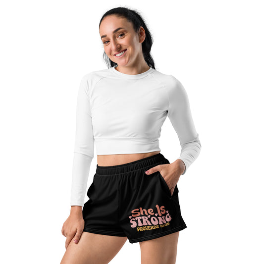 She is Strong Women’s Recycled Athletic Shorts