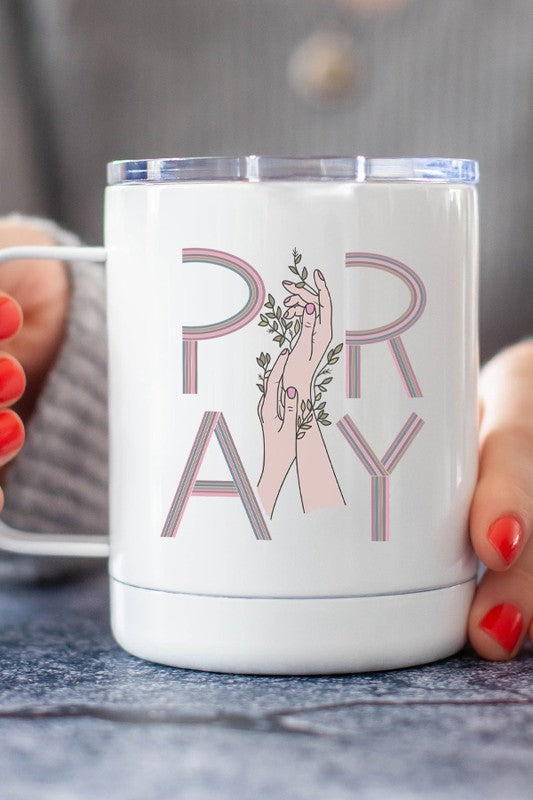 Pray Floral Hands Stainless Steel Travel Cup