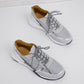 Lace-Up Round Toe Platform Sneakers SILVER
