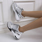 Lace-Up Round Toe Platform Sneakers SILVER