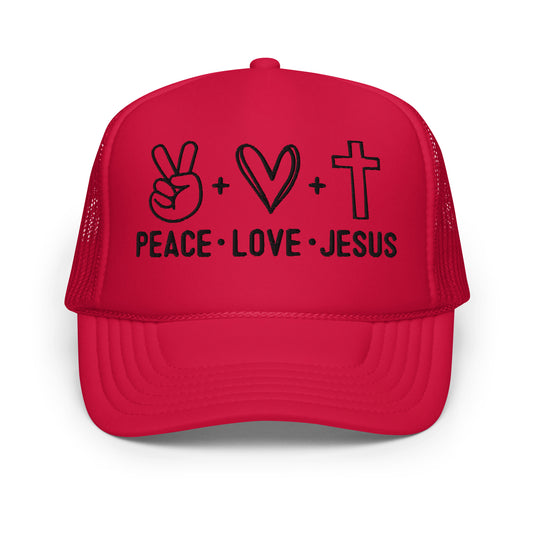 Peace Love Jesus Foam trucker hat