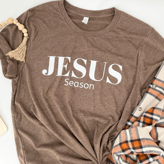 Jesus Season (White) Font tee