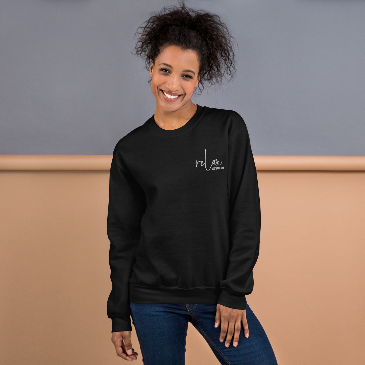 Relax, God's Got this Embroidered Unisex Sweatshirt