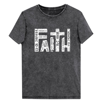 FAITH White letter Denim T-Shirt