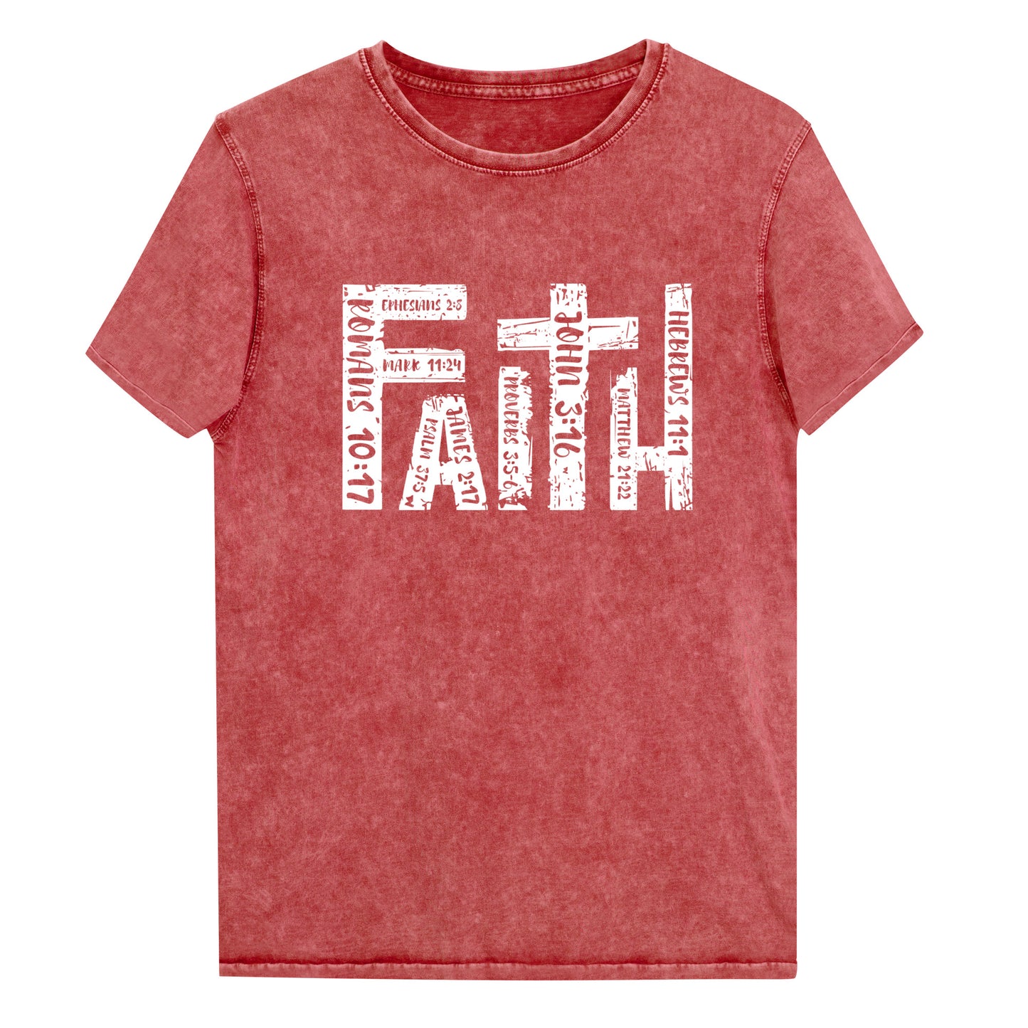 FAITH White letter Denim T-Shirt