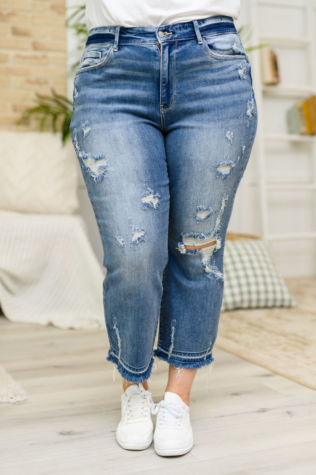 Harley Distressed Ankle Hem Jeans